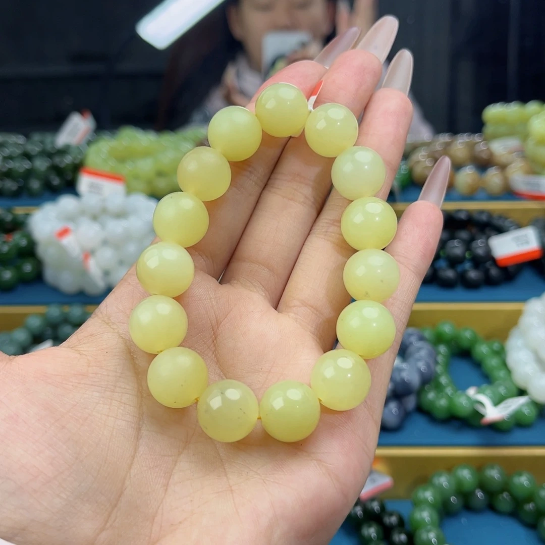 和田玉未镶嵌手链天然和田玉新疆若羌黄口手串14微瑕