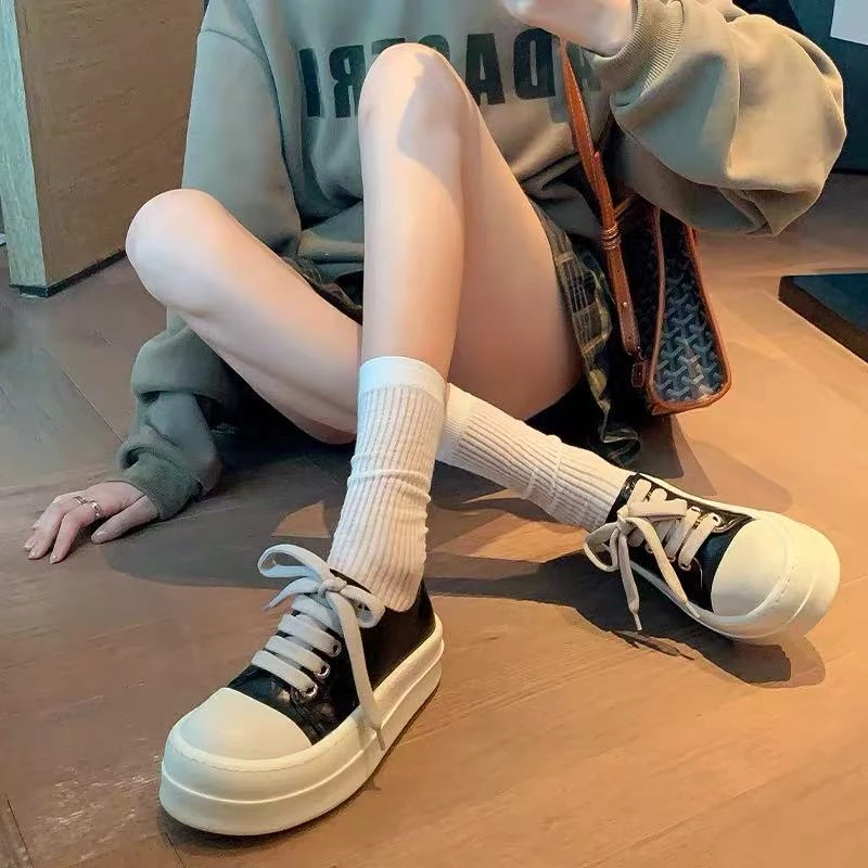 李园家2号店-066-6-时尚百搭系带厚底板鞋