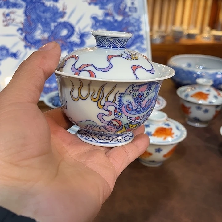 錡镇堂手工手绘盖碗