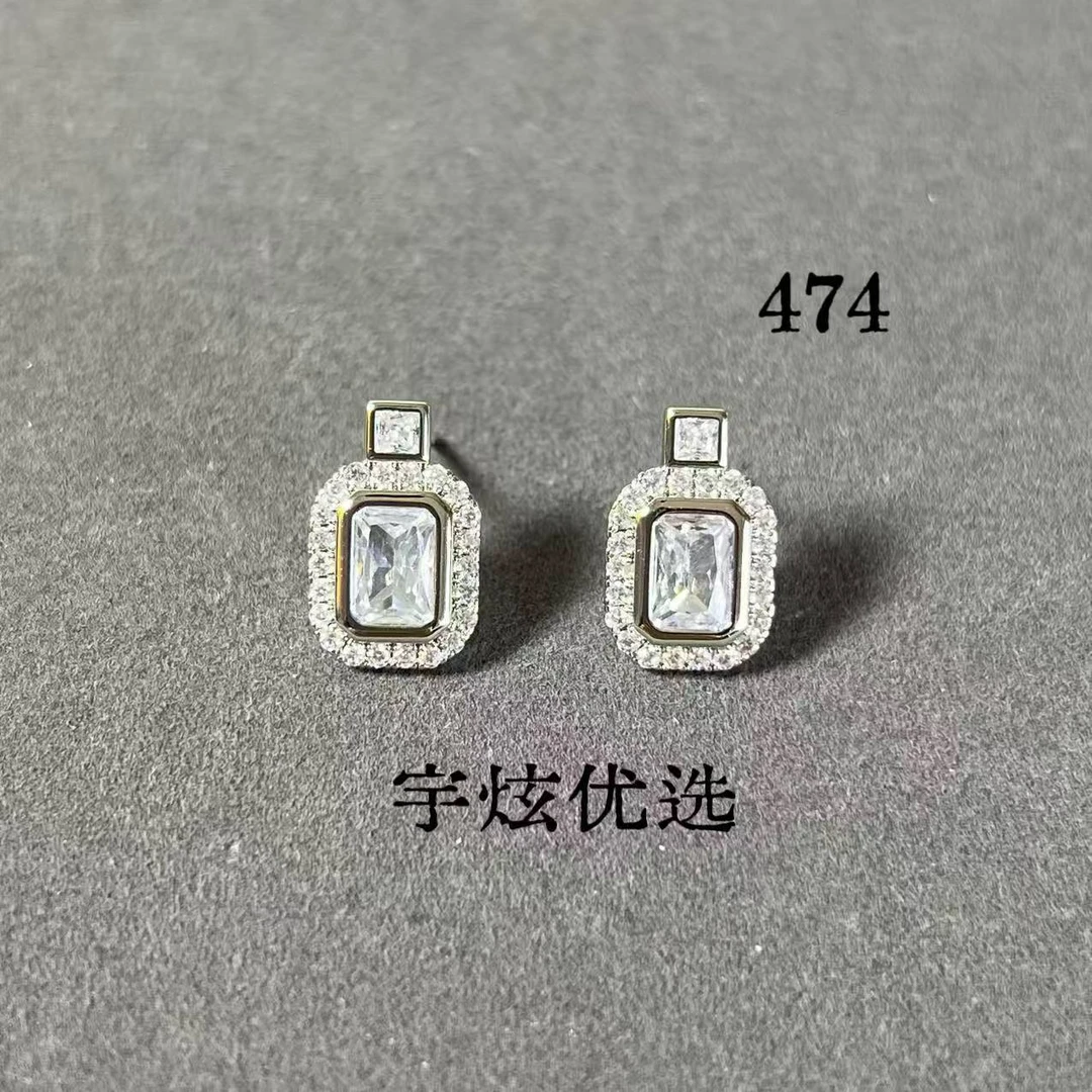 黄铜合成锆石耳饰 时尚百搭耳钉气质轻奢小众474