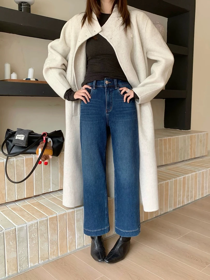 【3605】冬季厚绒 【密密绒】四面弹九分直筒裤