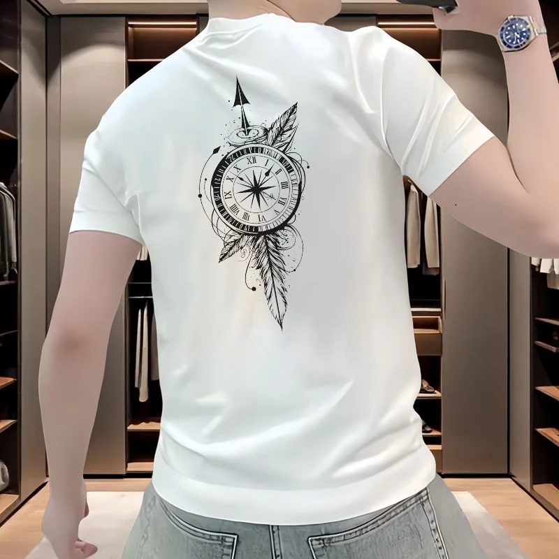 夏季欧货潮牌凉感短袖t恤男士透气凉感时尚上衣修身百搭半袖体恤