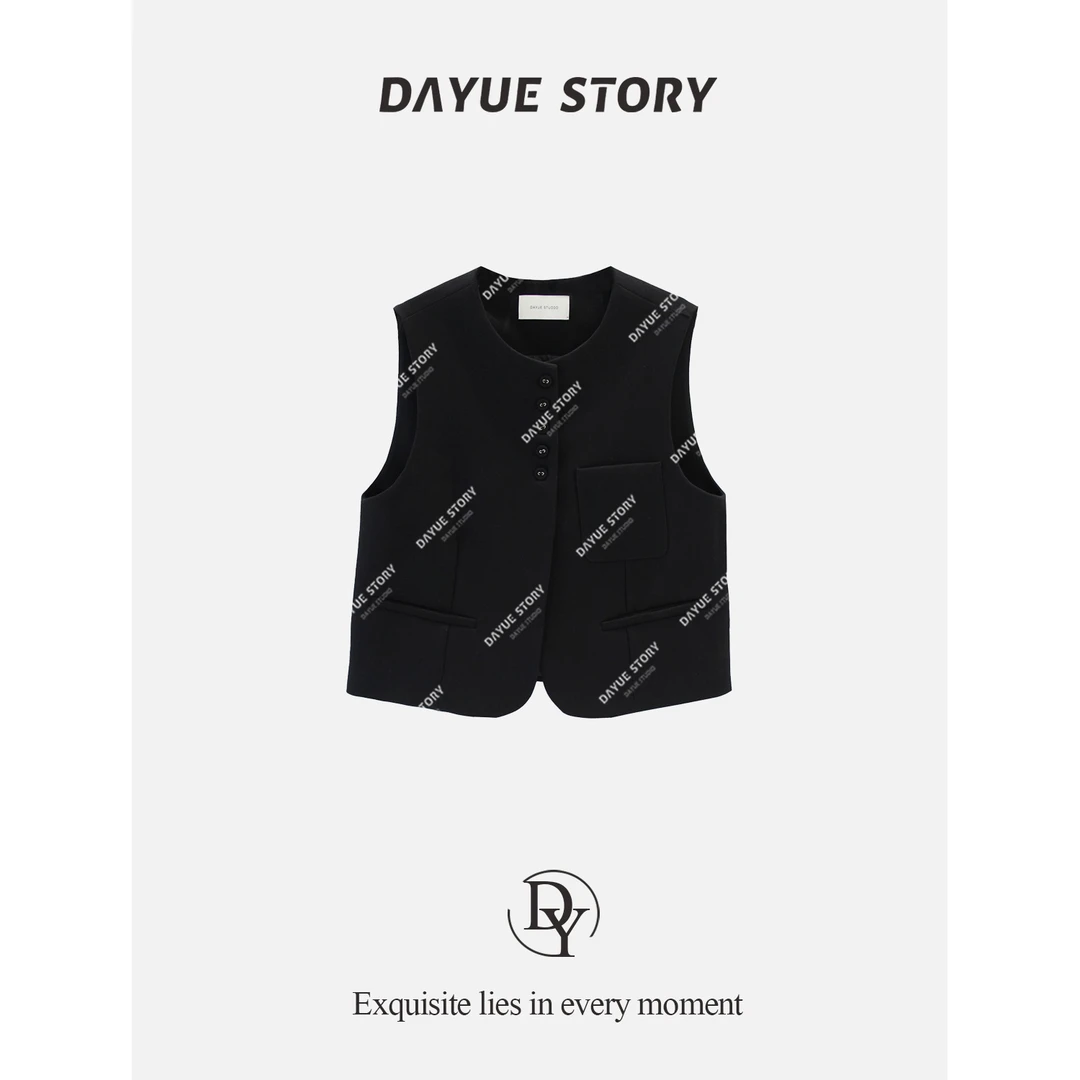 DAYUE【银河】圆领排扣短款西装马甲欧货洋气复古设计感小众马夹