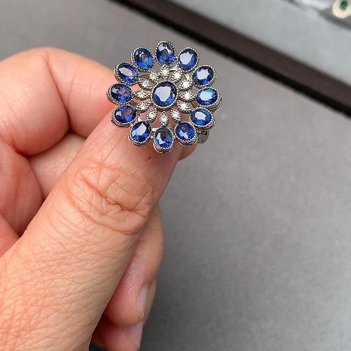 蓝宝石戒指14K金镶嵌