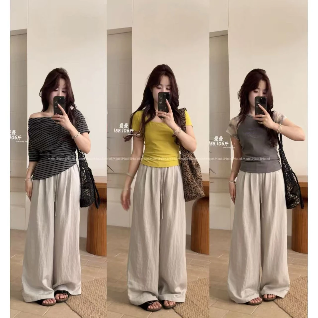 【mooi】'空调裤'夏季新款韩版ins风小众设计感休闲裤
