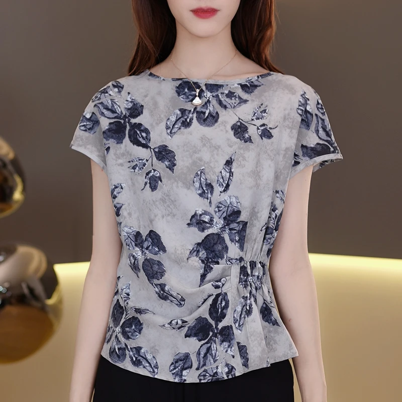 时尚气质短袖T恤女2025春夏新款休闲洋气显瘦上衣 2911