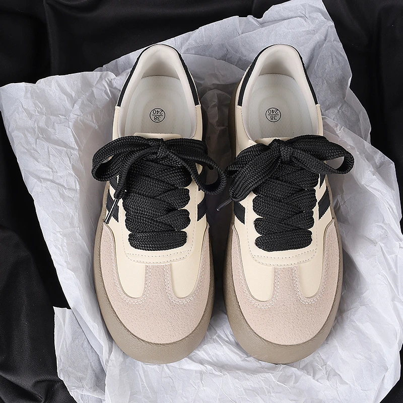 德训鞋2cm宽鞋带扁平超宽女款米白色宽鞋带纯棉双层男黑白色