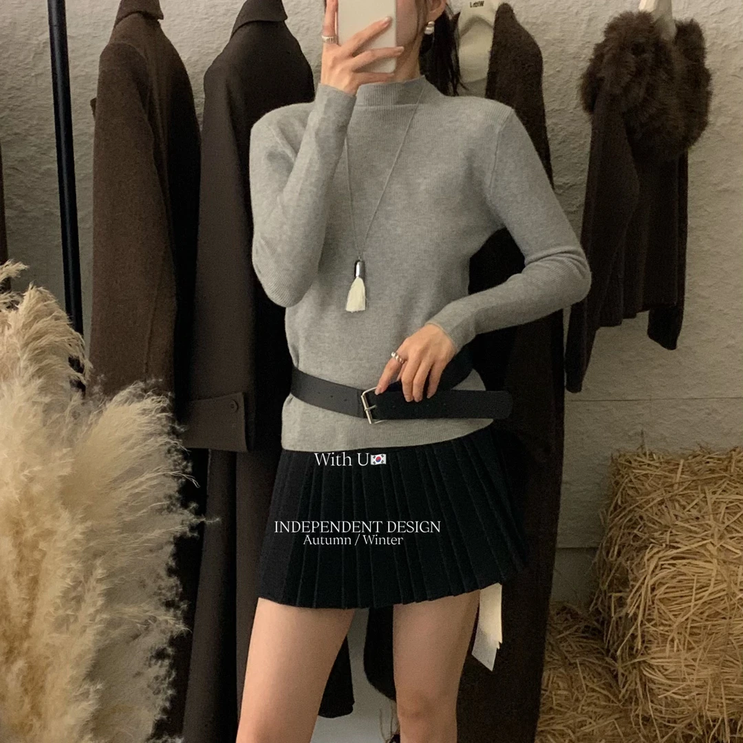 withu@801 韩系时尚百搭高级感半高领打底衫 11-14