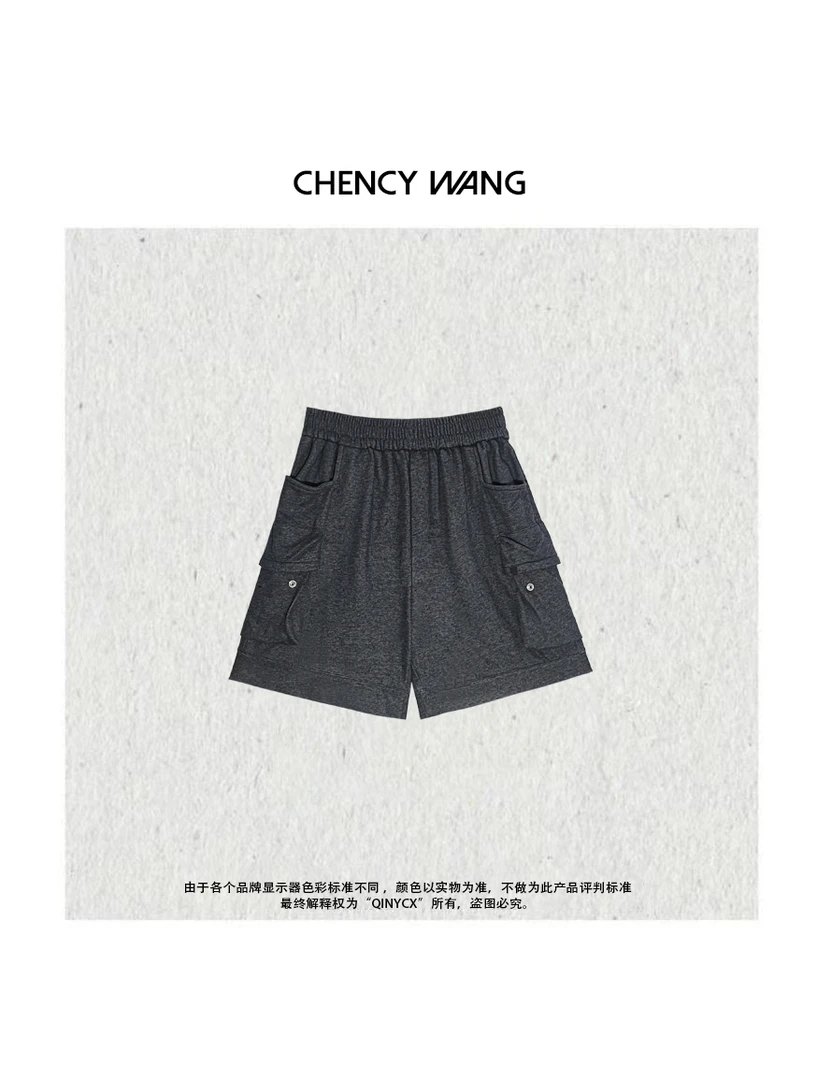 『CHENCYWANG』夏日格雷系极简短裤大口袋休闲时尚工装五分裤