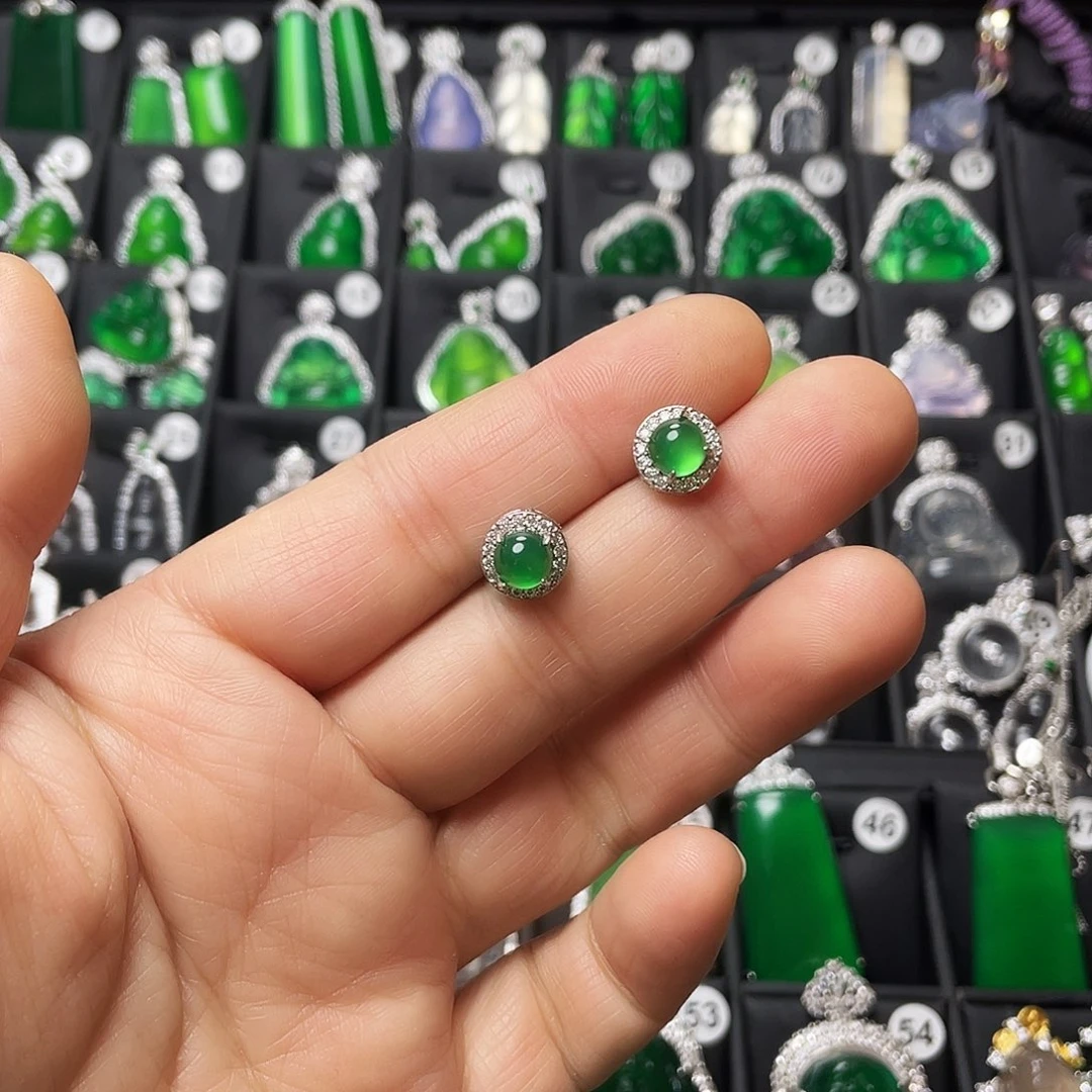 玛瑙/玉髓合金耳钉