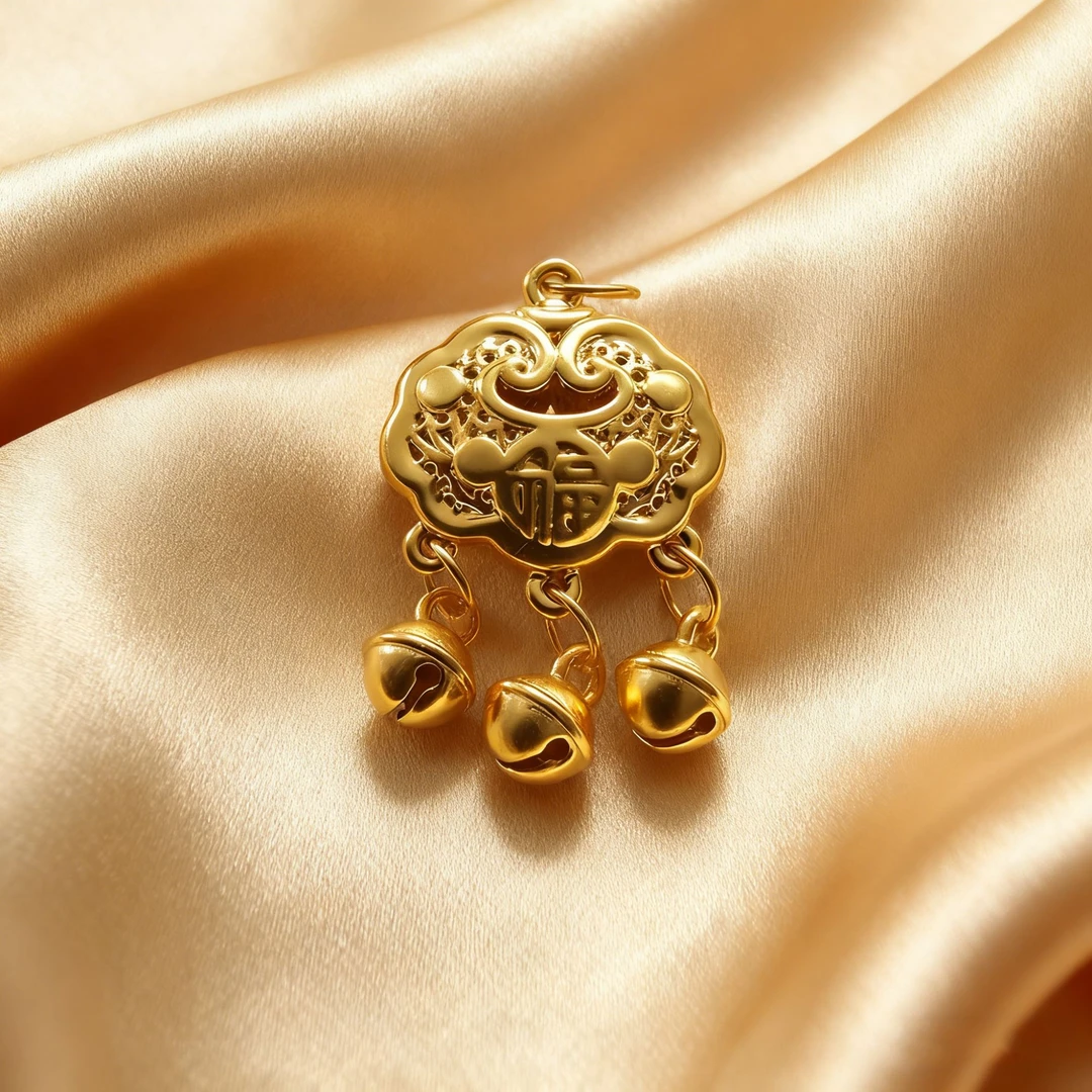 【黄金】足金999小纳福锁包素金 圆环 5D工艺CY63