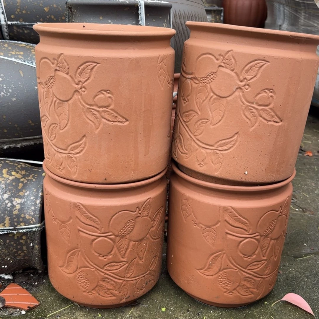 紫砂花盆口20高23宜兴土陶粗糙有色差