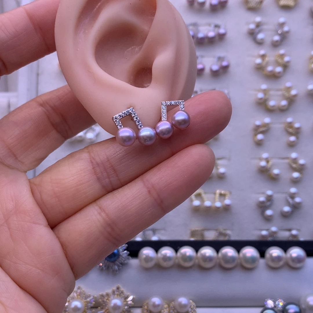 淡水珍珠耳饰合金