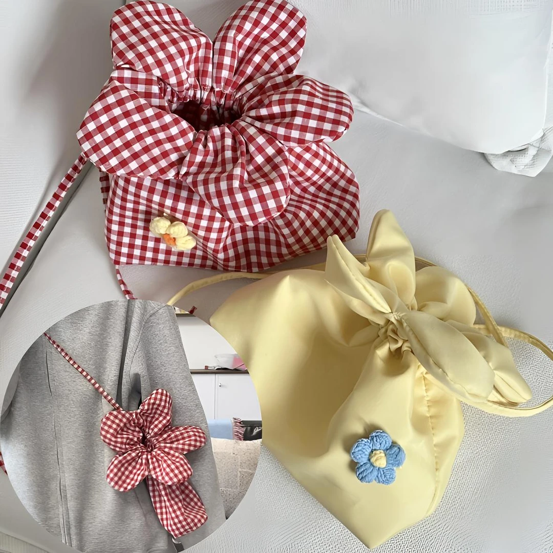 ins花朵单肩斜挎帆布包韩系慵懒风通勤时尚手提上班杂物手拎包