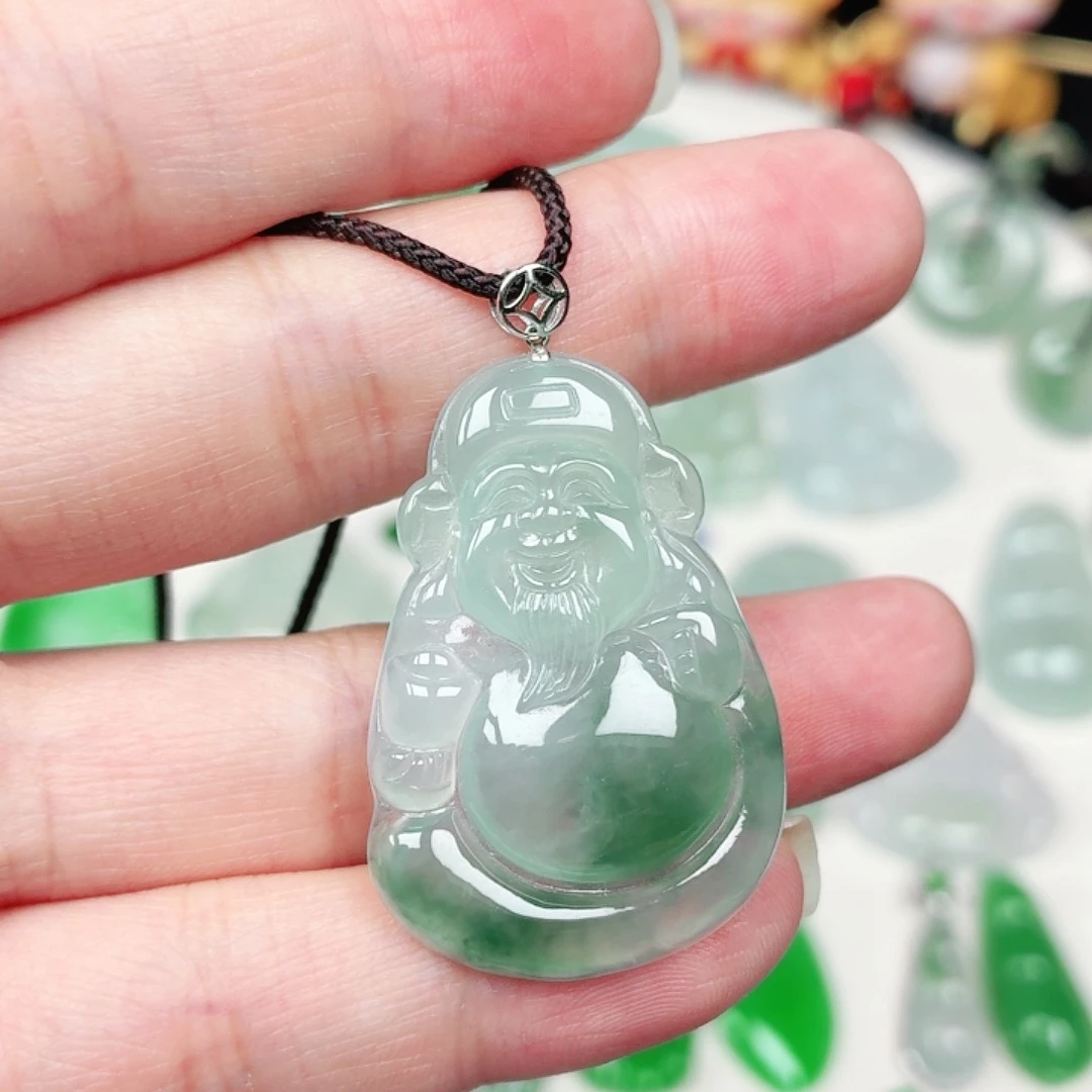 翡翠18K金镶嵌颈饰缅甸天然A货翡翠