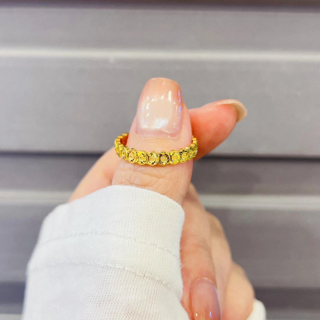 铜合金戒指 碎碎冰钱多多镂空指环排戒闭口戒指轻奢钱币戒指爆款