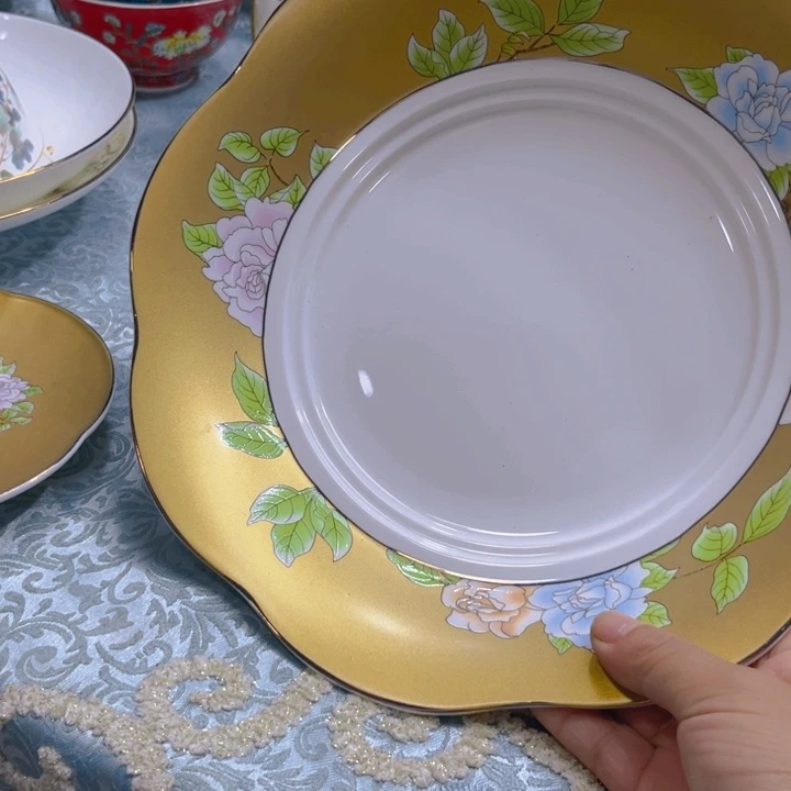 瓷片琴瑟和鸣十寸大盘一个微瑕