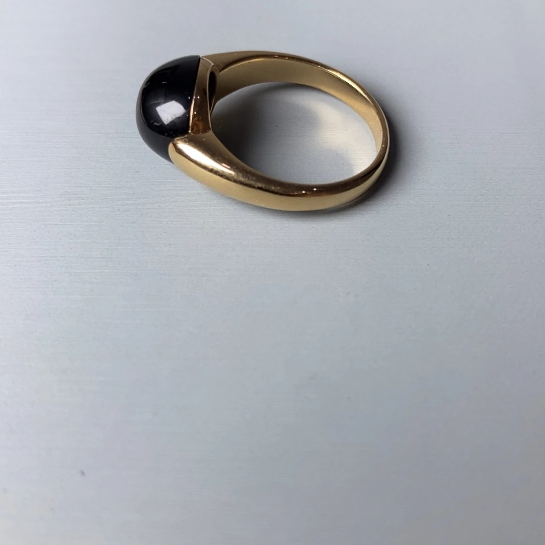 翡翠戒指18K金镶嵌墨翠