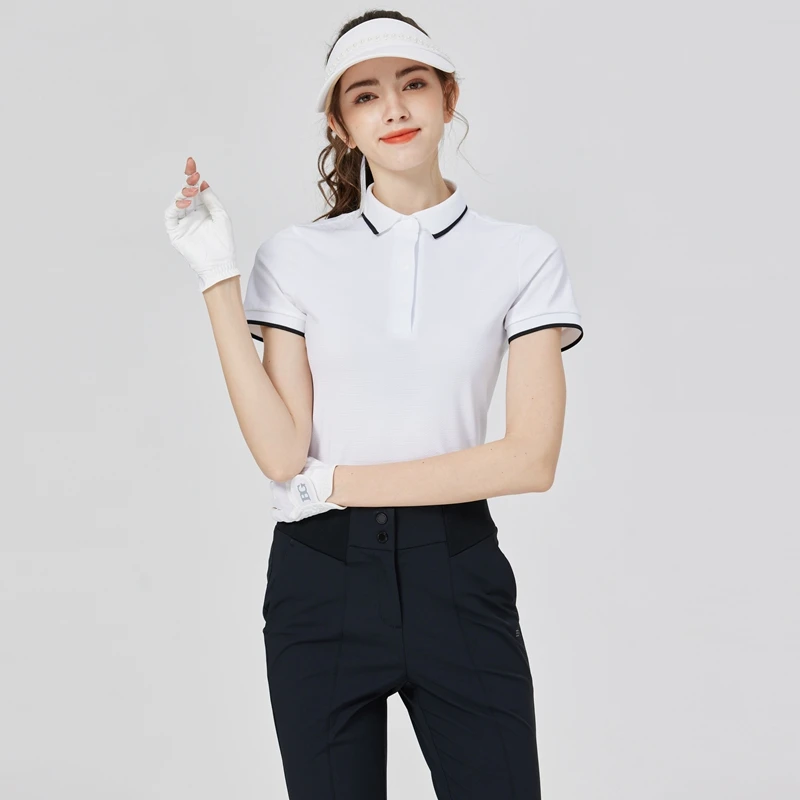 高尔夫女装速干透气翻领短袖T恤时尚运动休闲球服修身显瘦女球衣