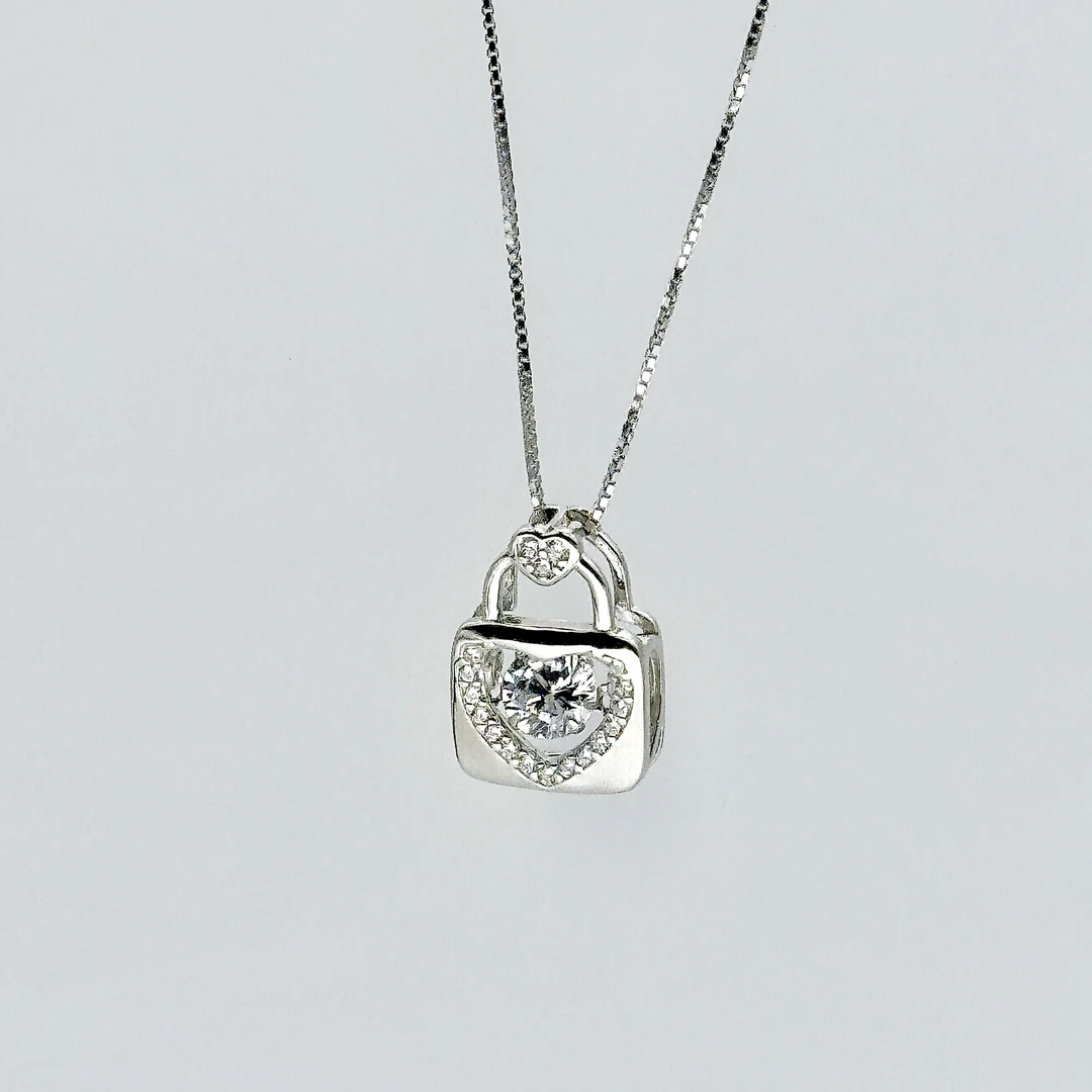 坠链均925银锆石  兰莳Ls 锁型爱心满钻灵动项链时尚轻奢送女友