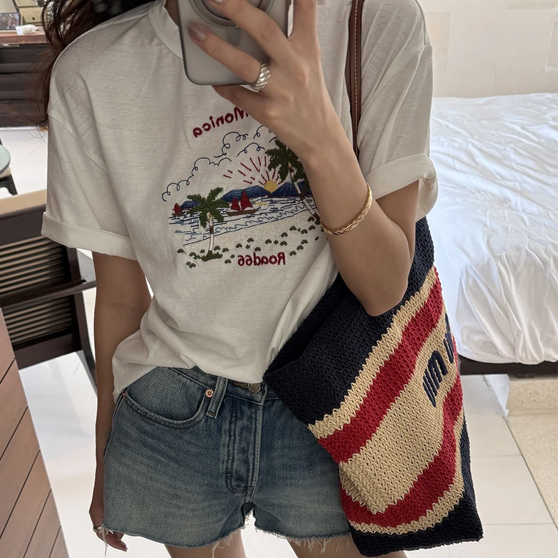 靠谱的私服【Bali度假】海岛风情重工刺绣图案T恤KP250170