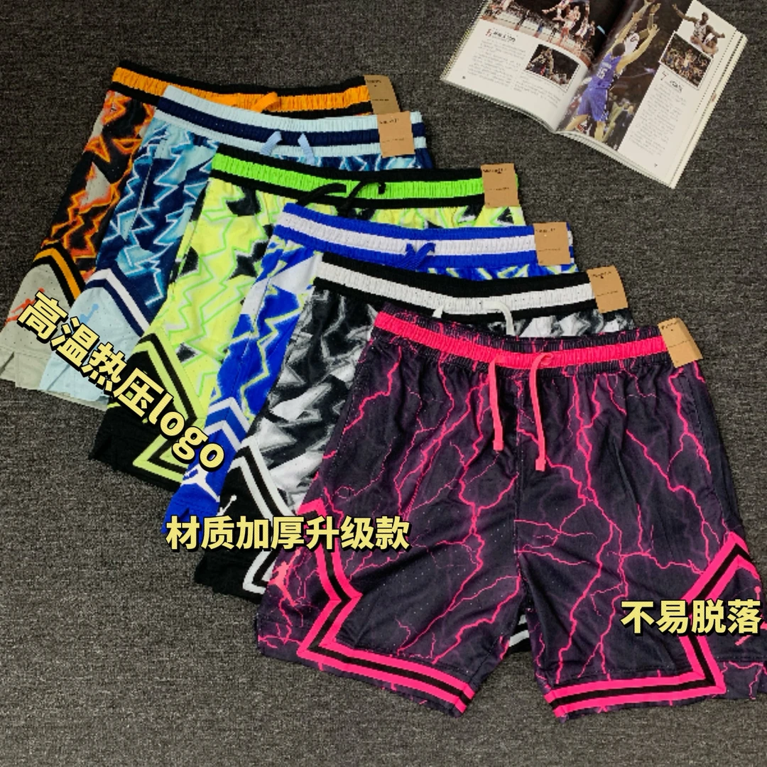 【材质加厚升级款】飞人实战美式四分闪电款不过膝重磅透气篮球短裤