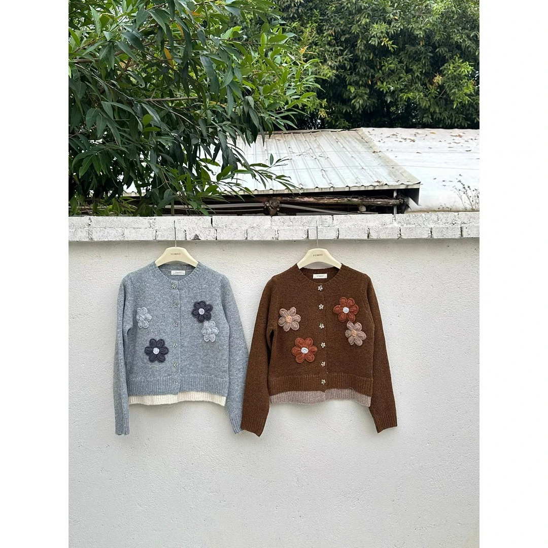 【今禧】冬日暖阳立体绣花叠加圆领开衫