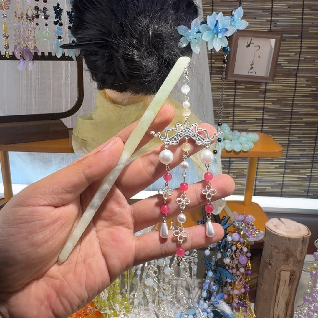 蛇纹石玉合金发饰