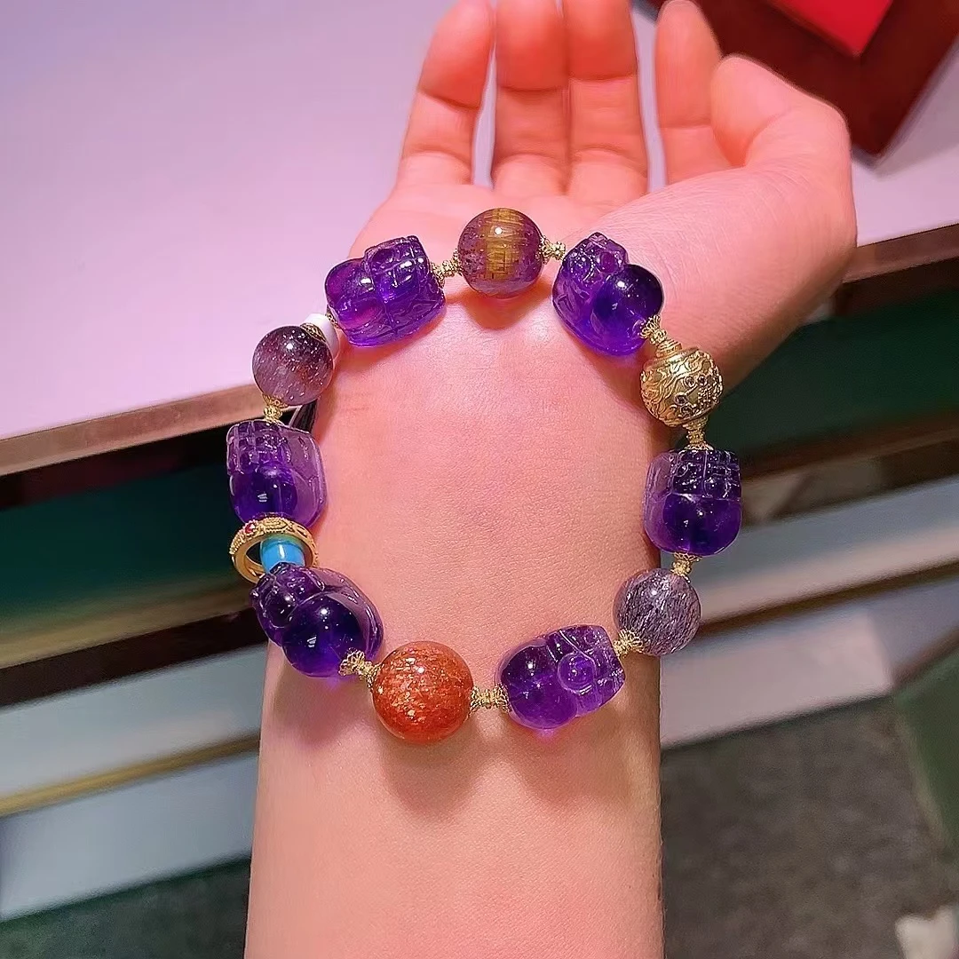 【日进斗斗】惊喜王炸！！黑加仑帝王紫貔貅阵！！超七高定多宝貔貅手串