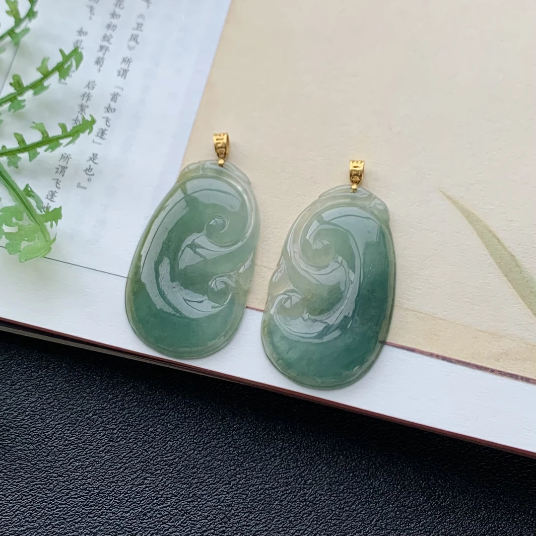 【冠尚珠宝王印】翡翠18k如意H008TG010-265多样性发一