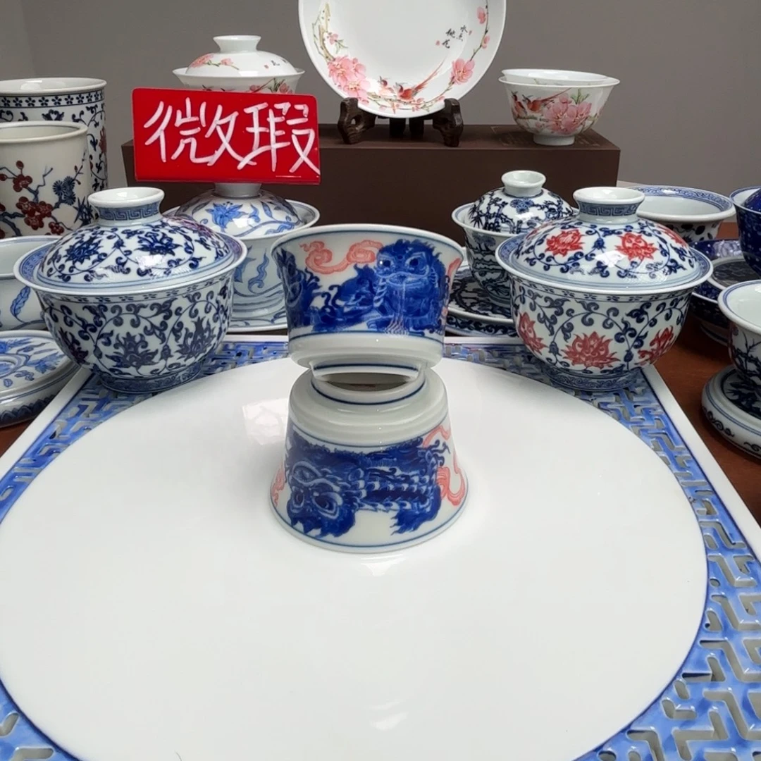 陶摆件狮子杯子两只景德镇发货