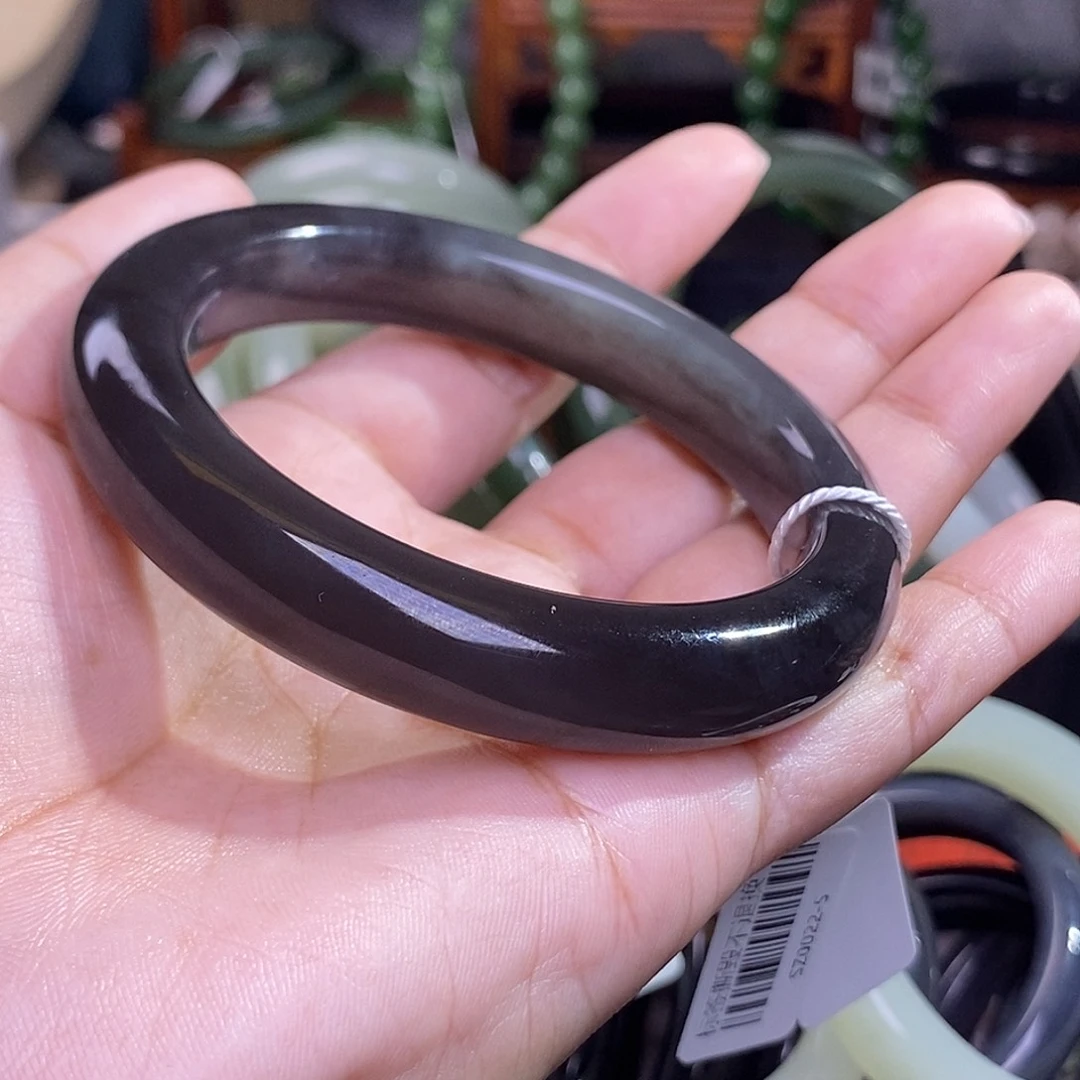 和田玉烟紫帝王紫收藏老料手镯58.8圈未镶嵌