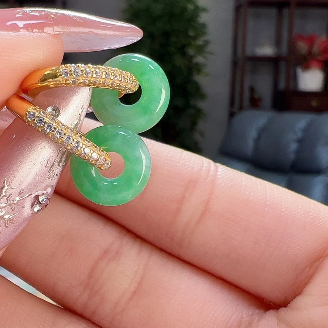 翡翠耳饰银S925镶嵌耳环57