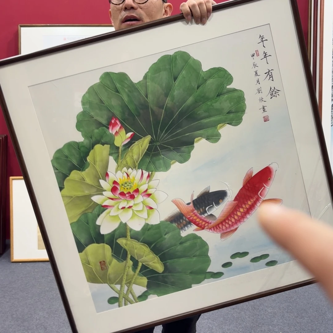 国画带框绘画80/80尺寸