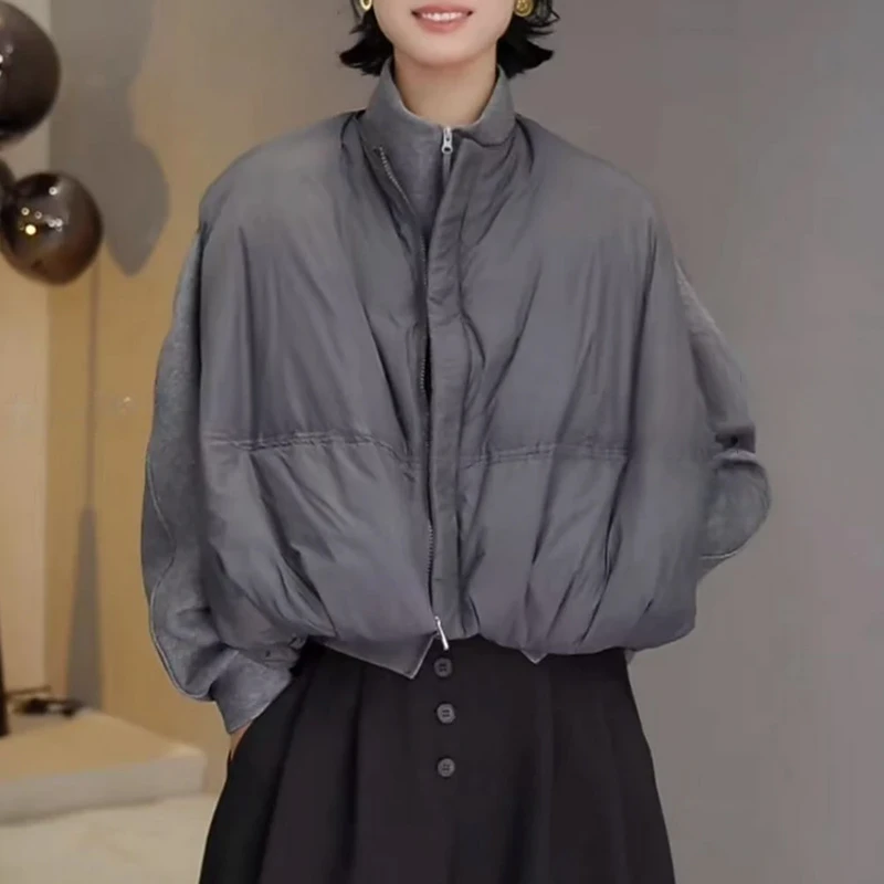 龟背感设计蛋蛋型圆领短款马甲女士2025年秋季外套潮流夹克面包服