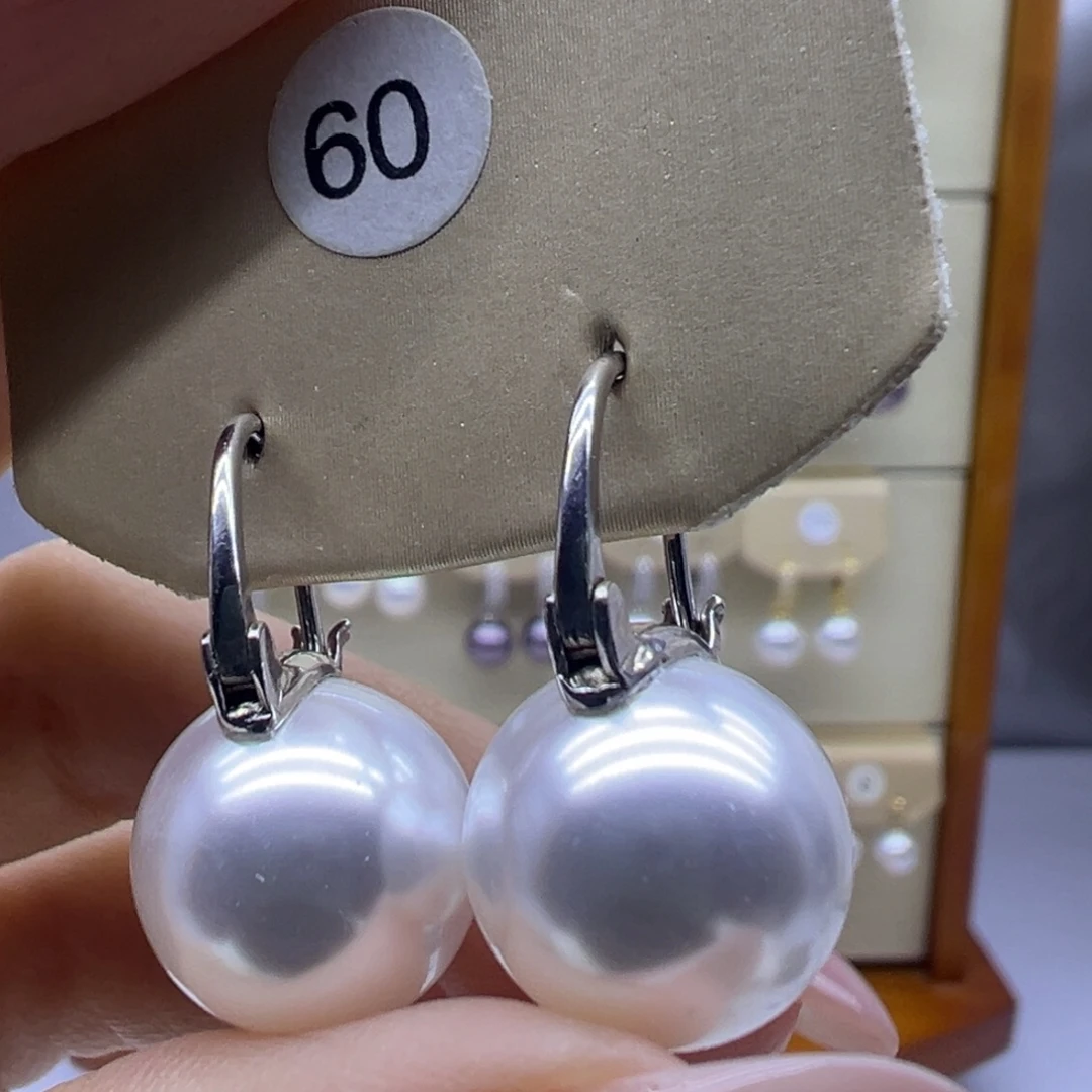耳饰银S925镶嵌淡水珍珠