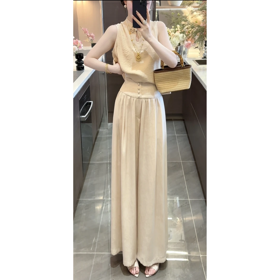 【周粥】【织梦裤子】2025新款高腰阔腿裤慵懒风休闲裤预JJC5XXK0553