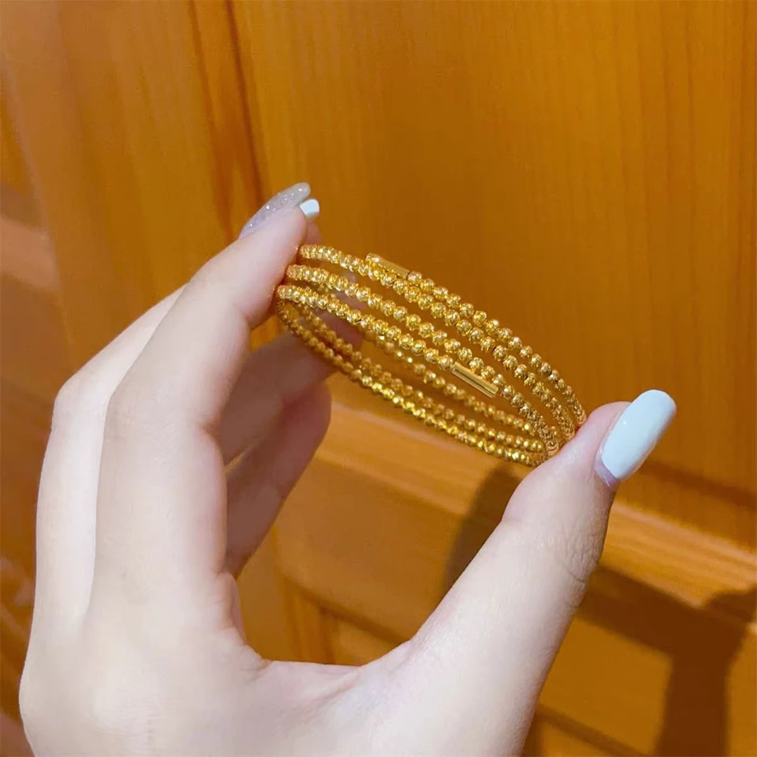 钛钢手链 蹦迪珠三圈手镯弹力记忆爆闪色绕圈可调节时尚轻奢手环