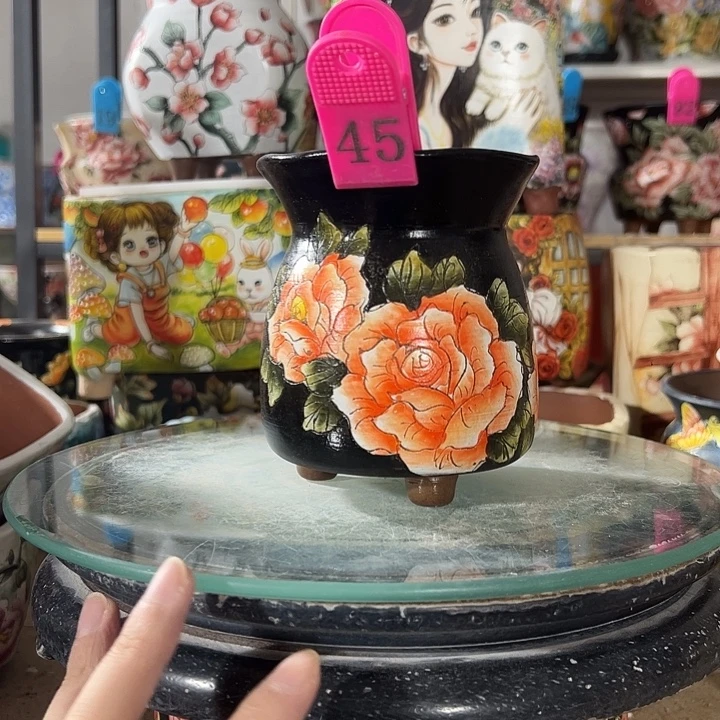 满38包邮 景德镇手绘花盆