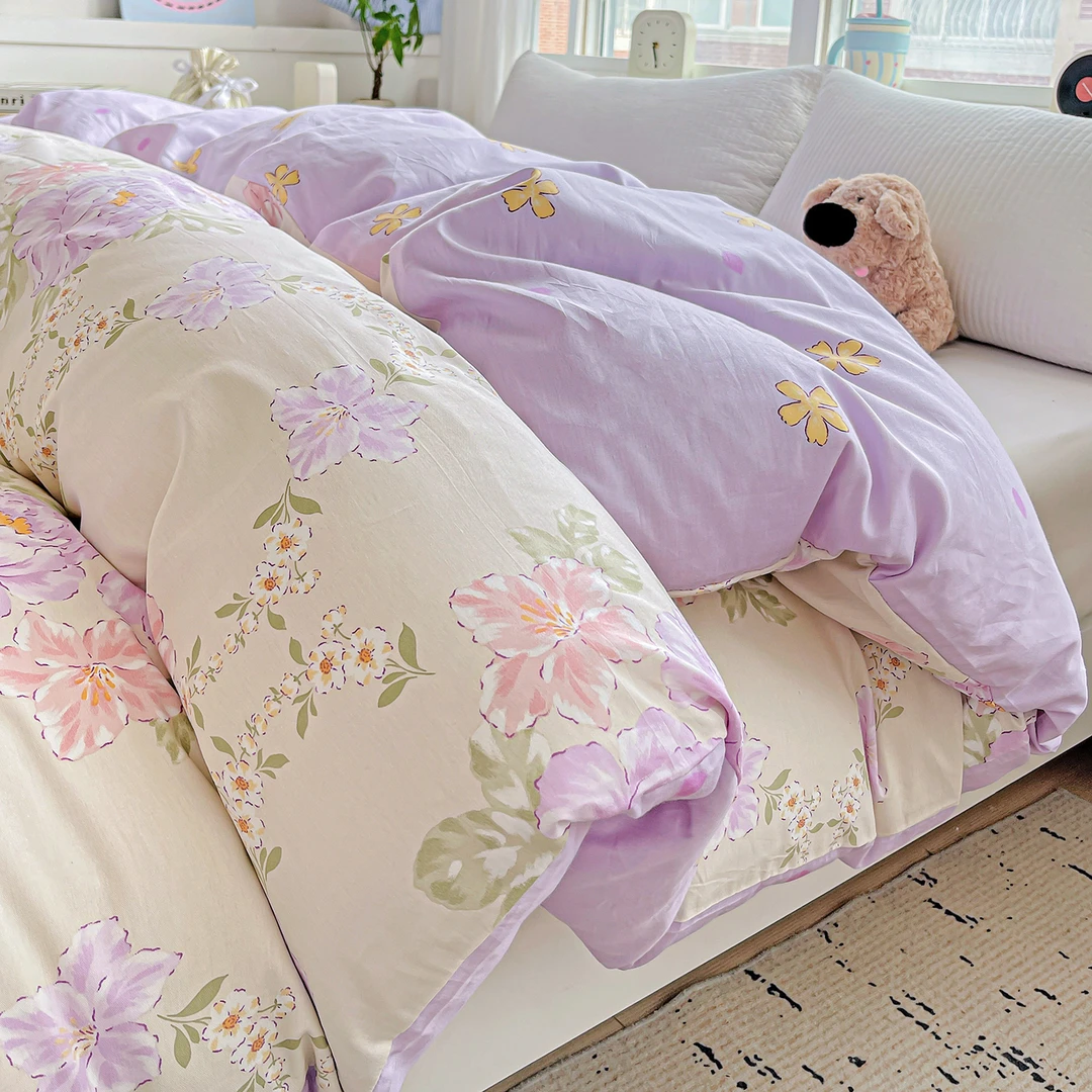 纯棉加厚小清新印花单被套家用卧室单双人被子罩学生宿舍床品套件