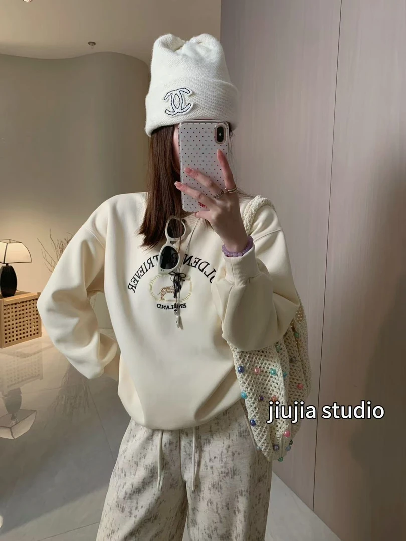 【圈圈狗】长袖宽松设计师款套头卫衣时尚百搭卫衣