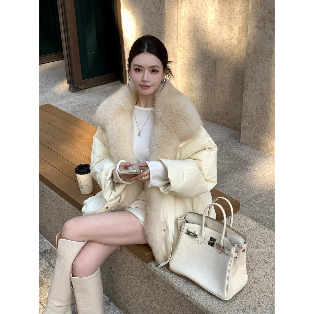 xinxin 【时尚派克】奢贵狐狸大毛领90白鹅绒服派克服外套 Q511602