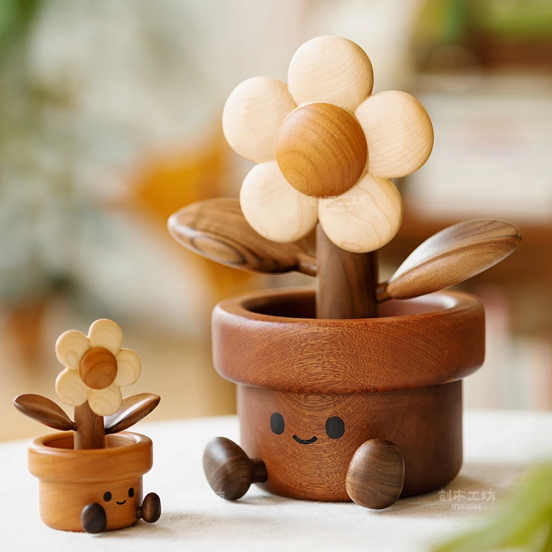 大大太阳花可爱实木装饰摆件创意桌面礼品