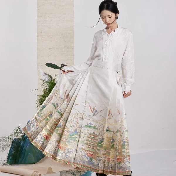 【黄鹤楼】明制汉服马面裙重工织金仿妆花高定
