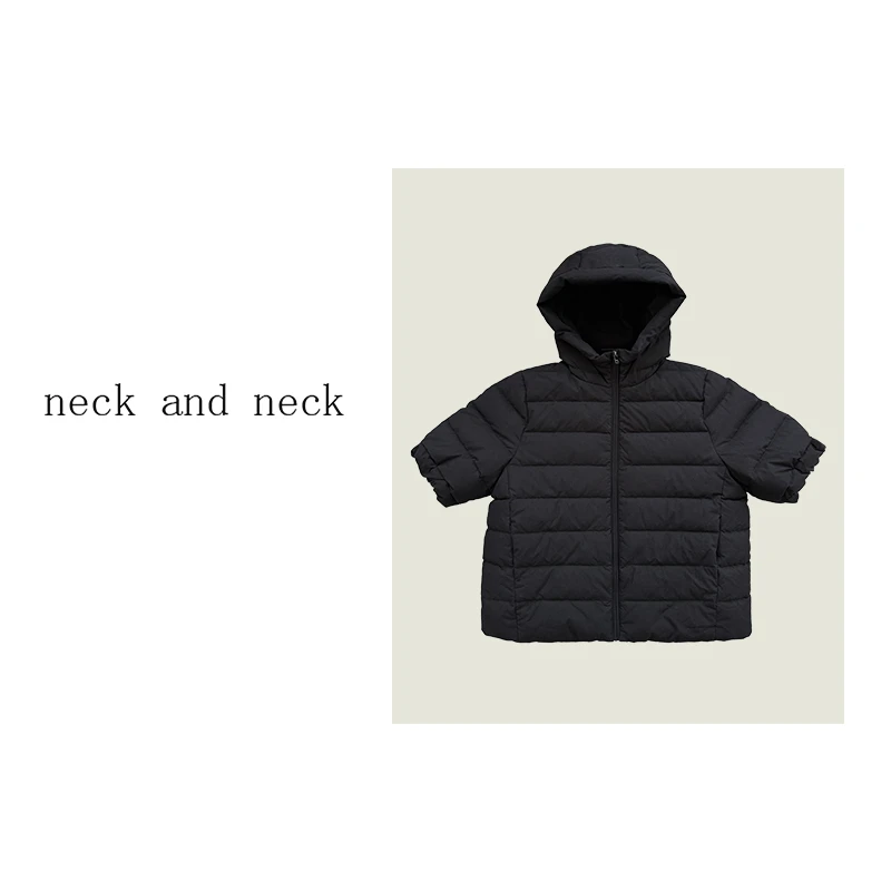 【 neck and neck 】“ 黑色甜心 ” 简约连帽短袖羽绒服外套