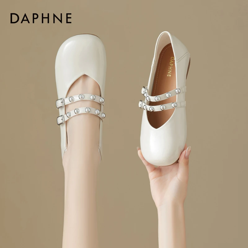 达芙妮品牌正品法式玛丽珍鞋女25秋季新款浅口低跟不累脚软底单鞋