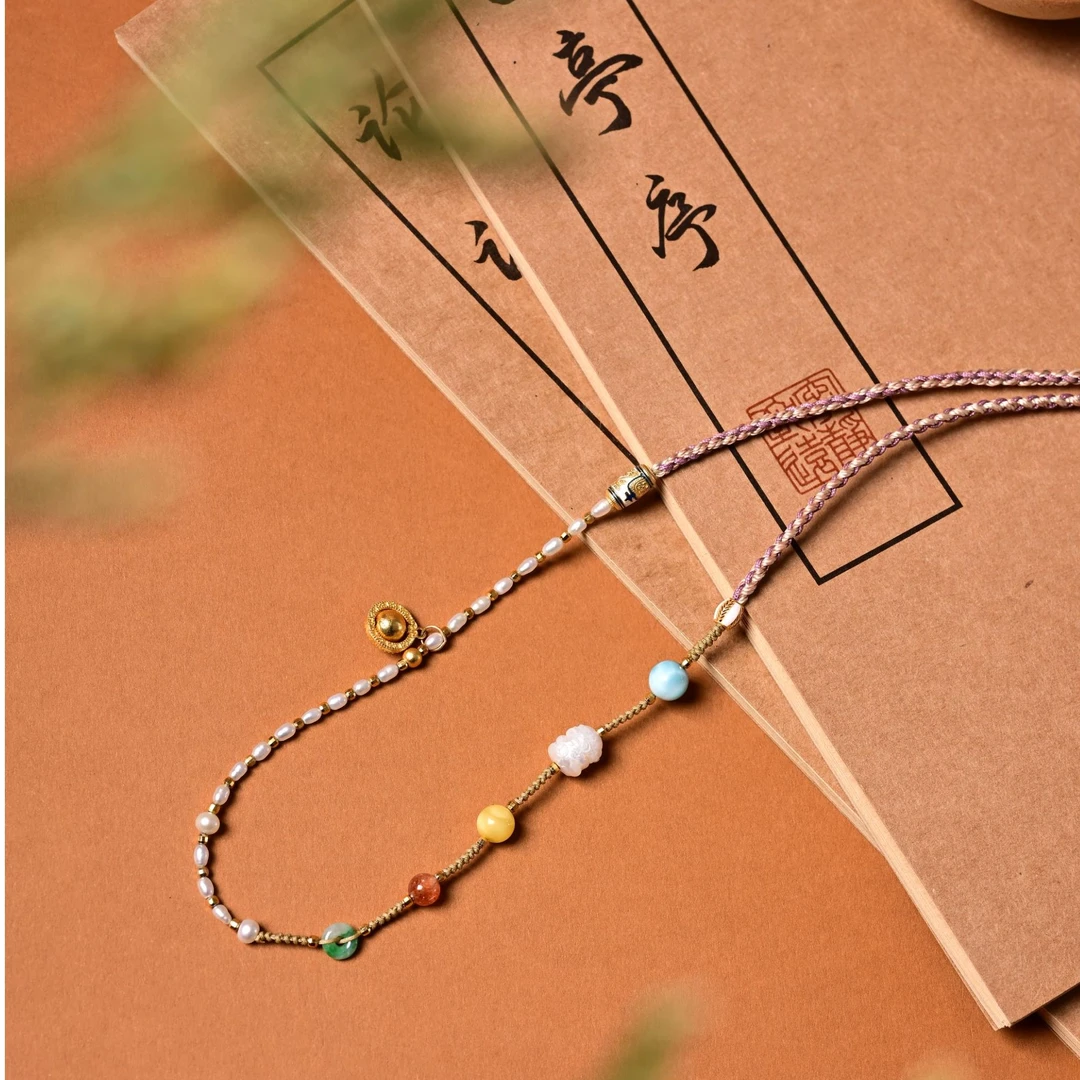 【北野珠宝】H L纯天然淡水珍珠DIY多宝百搭唐卡手工编项链B37H-780