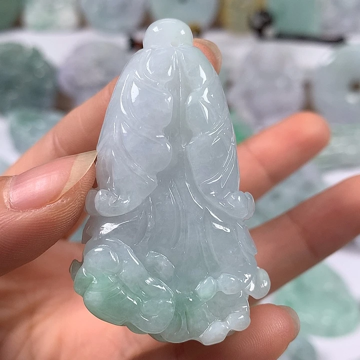 翡翠未镶嵌颈饰百财卡厚15.8