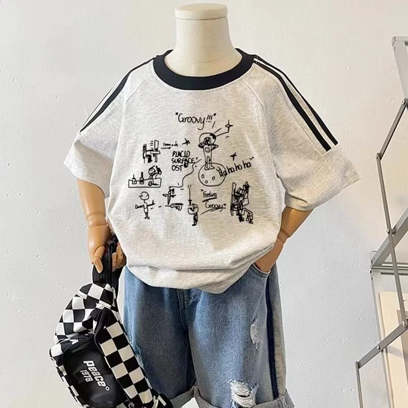 100%纯棉童装T恤2025款短袖男女宝宝夏季韩范帅气中小童上衣外穿t