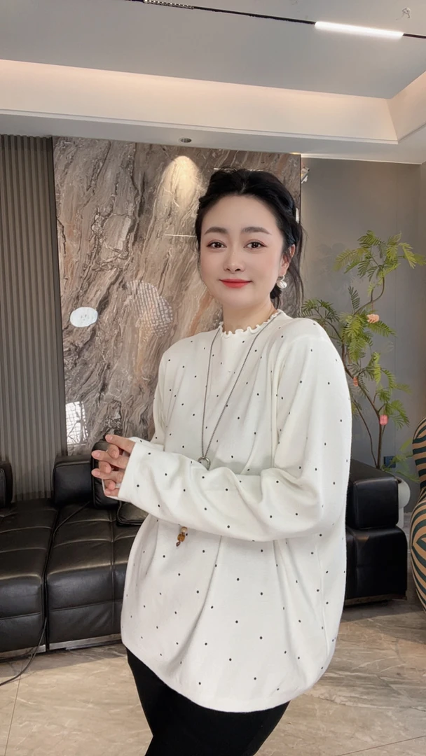 【冲姐】秋冬厚款花边设计感波点减龄高弹针织打底（胸围114衣长66）